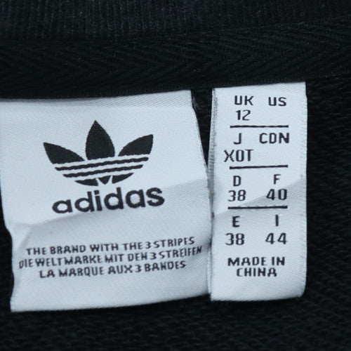 Adidas Women Black 1/4 Zip Sweatshirt UK 12 Classic Pullover