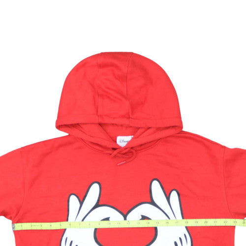 Disney Women Red Pullover Hoodie Size M Mickey Hands Heart Graphic