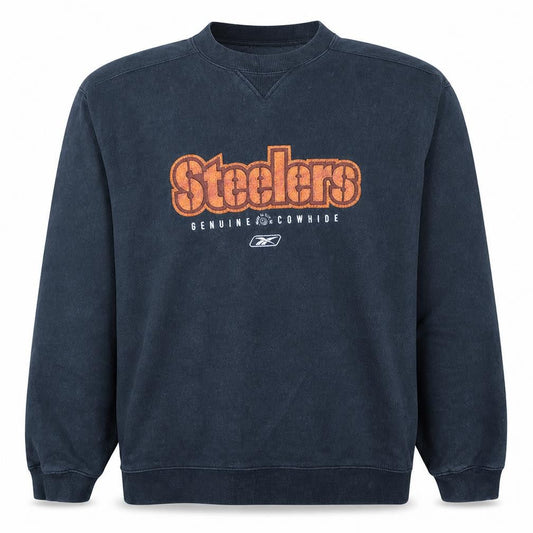 Reebok Mens Black Steelers Graphic Crew Neck Sweatshirt L