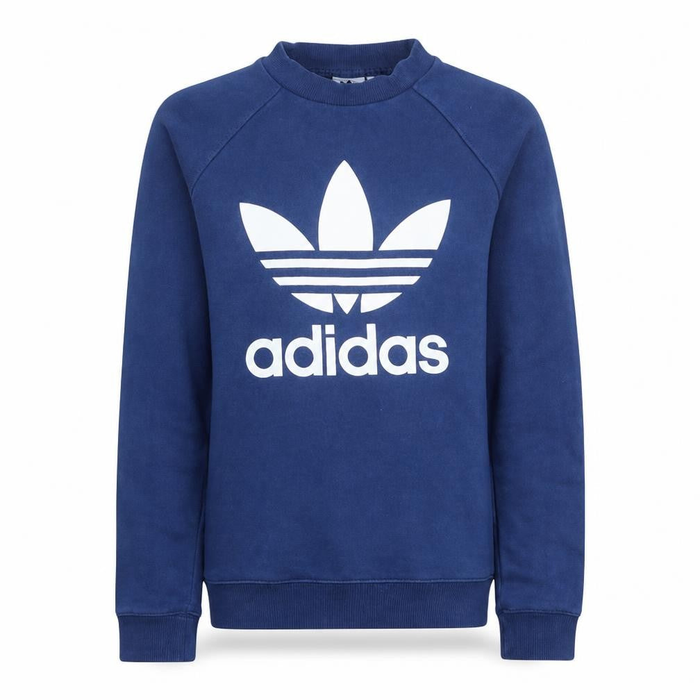 Adidas Women Blue 2XS Pullover Sweatshirt Crew Neck Logo Raglan