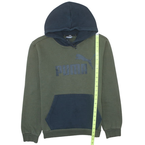 Puma Men’s Green Pullover Hoodie Small Logo Fleece Sweatshirt