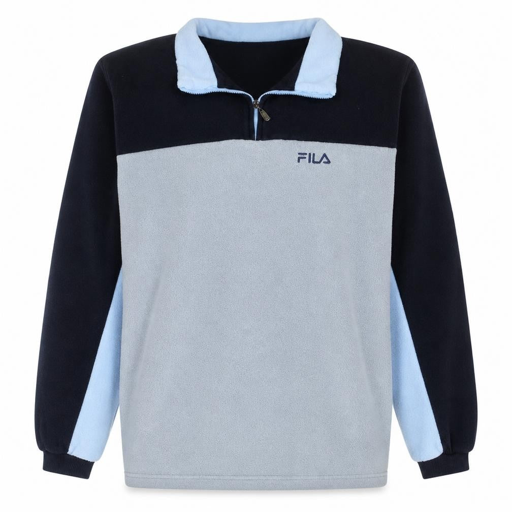 Fila Mens Grey Blue 1/4 Zip Fleece Sweatshirt Size 14 Teens