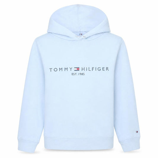 Tommy Hilfiger Womens Light Blue XS Pullover Hoodie Logo Cotton Blend
