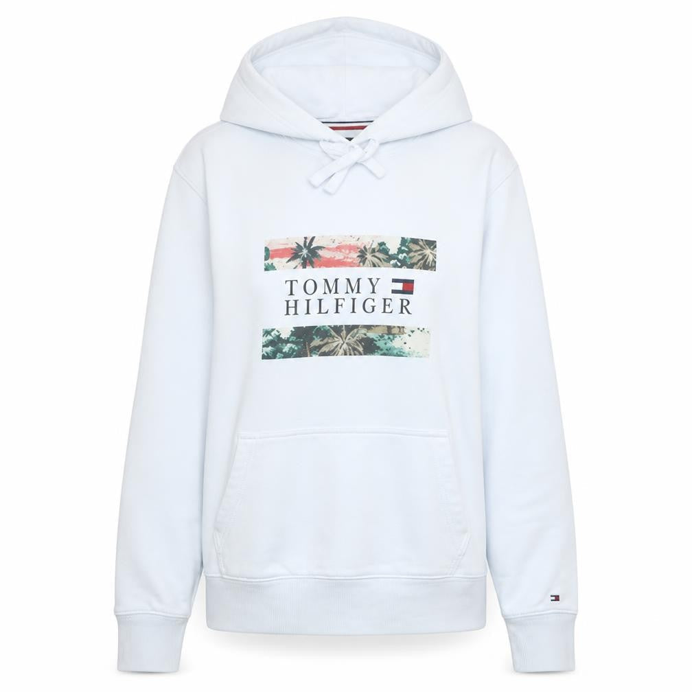 Tommy Hilfiger Womens White Pullover Hoodie Small Organic Cotton