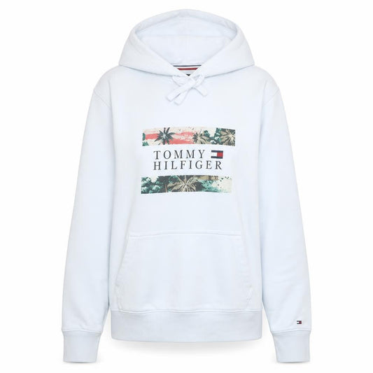 Tommy Hilfiger Womens White Pullover Hoodie Small Organic Cotton