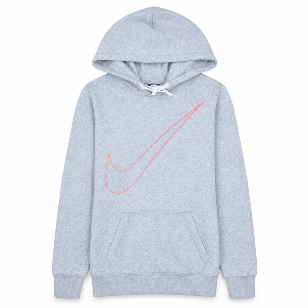 Nike Women Grey Hooded Pullover Hoodie L Cotton Blend