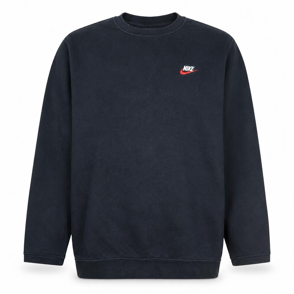 Nike Mens Black L Sweatshirt Crew Neck Cotton Blend Classic Style