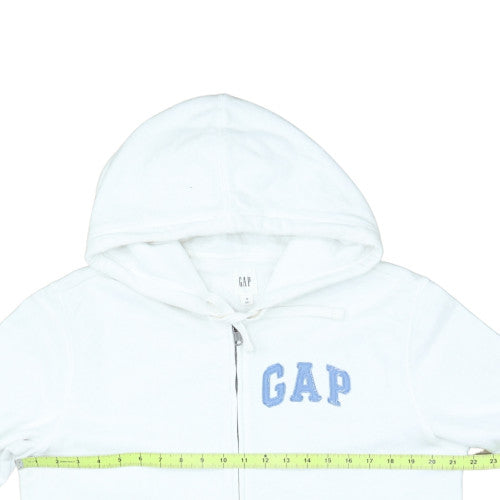 GAP Mens White Full Zip Hoodie M USA Flag Logo Sweatshirt