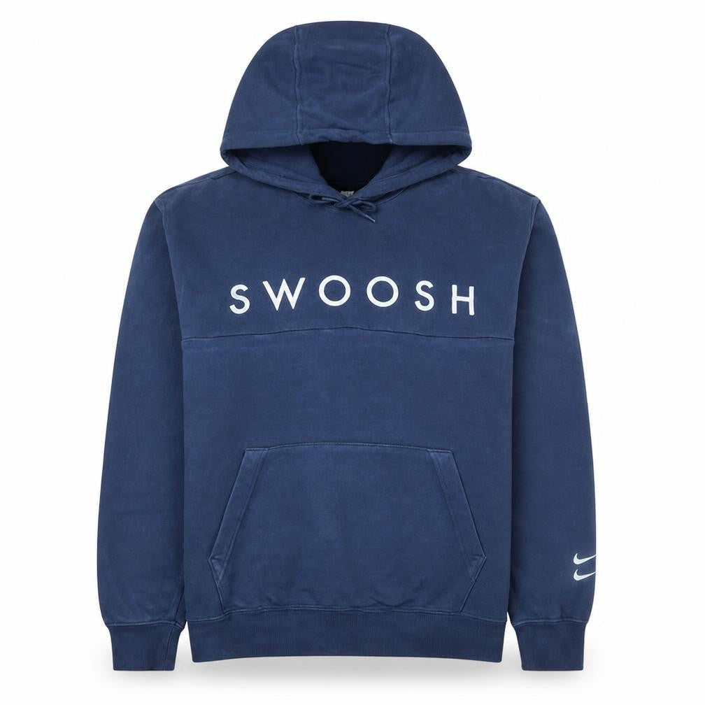 Nike Women's Blue Pullover Hoodie L Swoosh Logo Cotton Blend