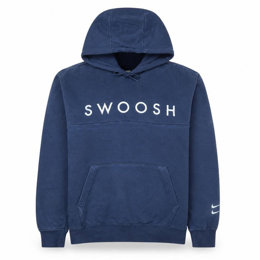 Nike Women's Blue Pullover Hoodie L Swoosh Logo Cotton Blend