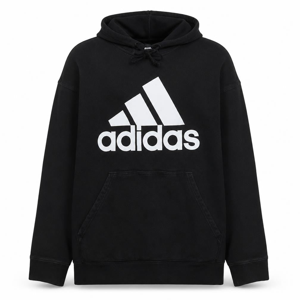 Adidas Men's Black XL Pullover Hoodie with Logo and Pockets