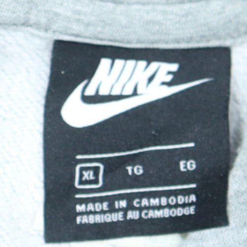 Nike Men's Grey XL Pullover Hoodie with Logo and Kangaroo Pocket