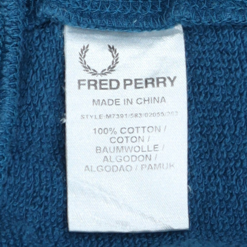 Fred Perry Men's Blue Cotton Crew Neck Sweatshirt Size L