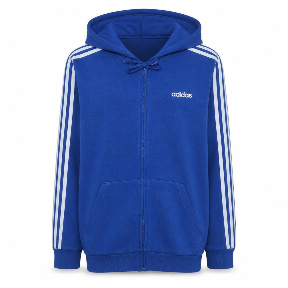 Adidas Mens Blue Full Zip Hoodie Size M Sports Fleece Sweatshirt