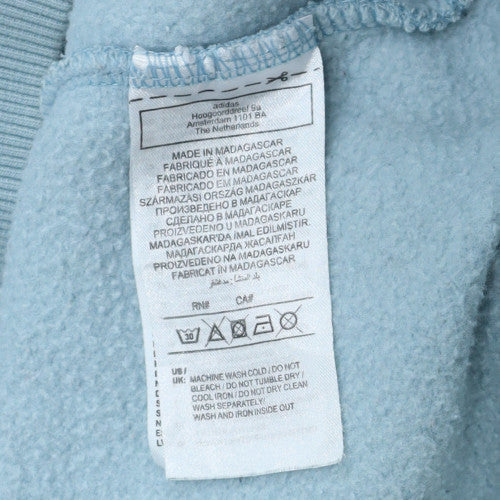 Adidas Women Blue Pullover Hoodie L Hooded Sweatshirt Casual