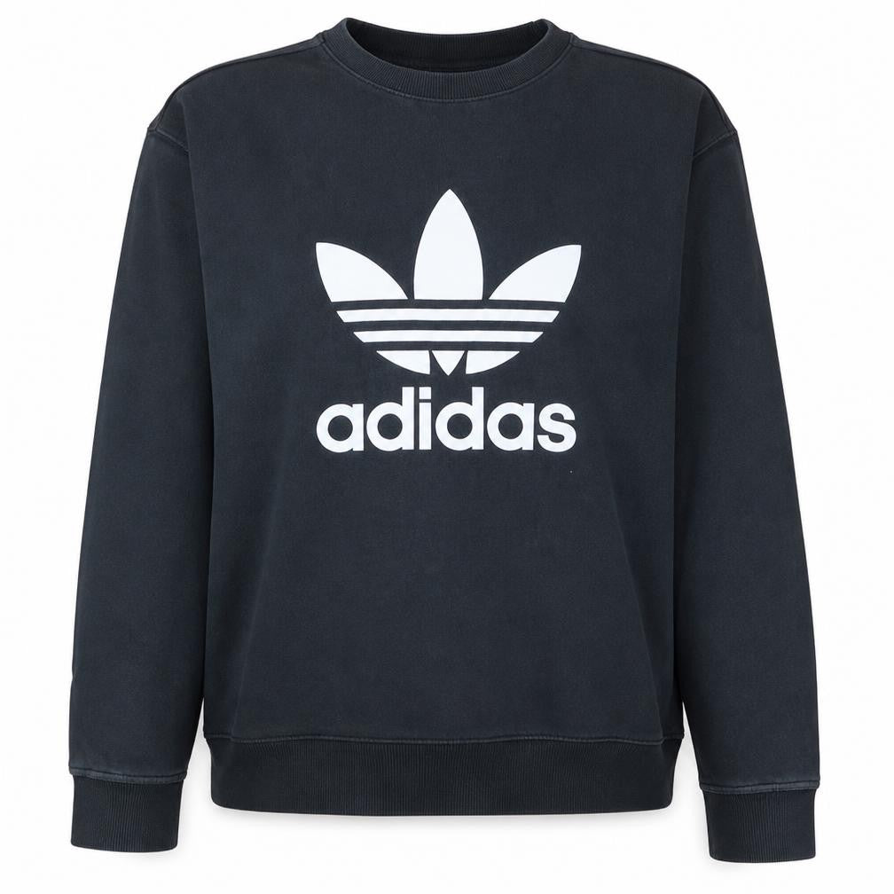 Adidas Womens Black Cotton Crew Neck Pullover Sweatshirt UK 12