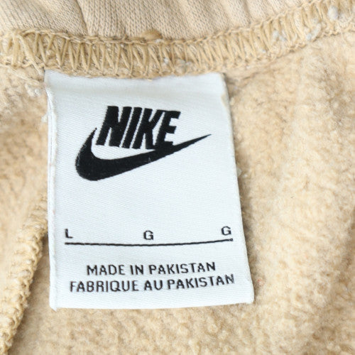 Nike Men Beige Fleece Sweatpants L Regular Fit Casual Trousers