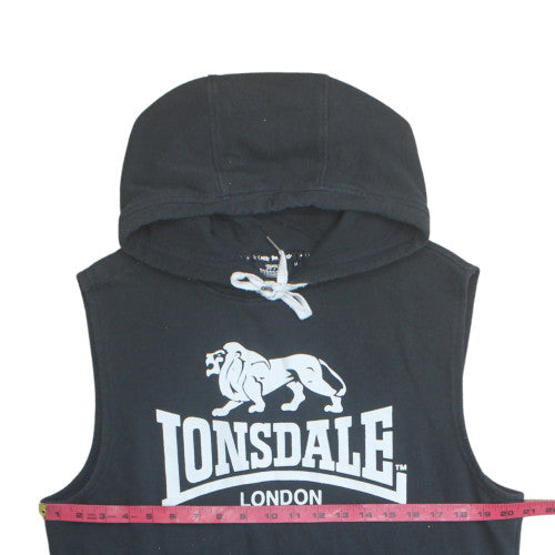 Lonsdale Men's Black Sleeveless Hoodie Vest M Logo Sportswear