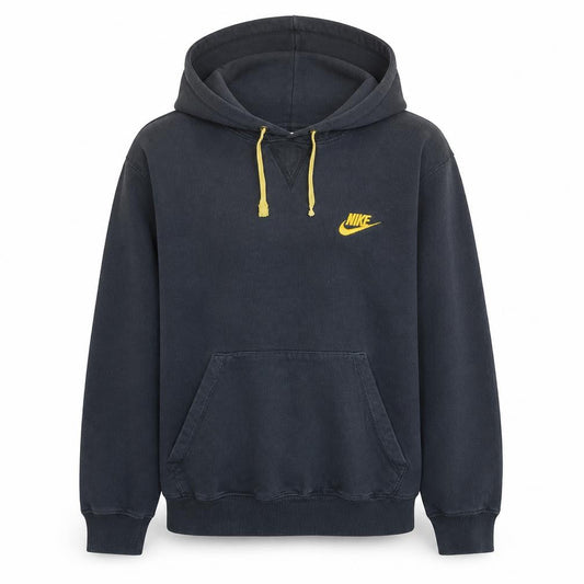 Nike Men's Black Pullover Hoodie M Yellow Logo Classic Sportswear