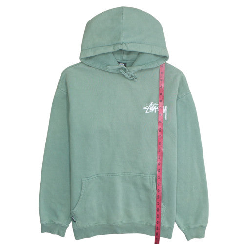 Stussy Men Green Pullover Hoodie Sweatshirt M Regular Fit Logo
