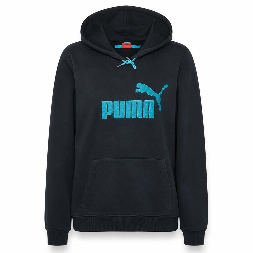 Puma Womens Black Pullover Hoodie M Cotton Blend Logo Hooded Sweatshirt
