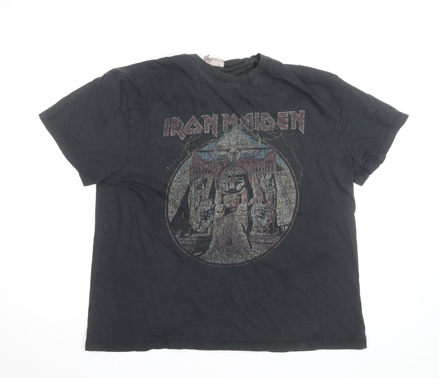 H&M Men’s Black Iron Maiden Graphic Band T-Shirt Size L