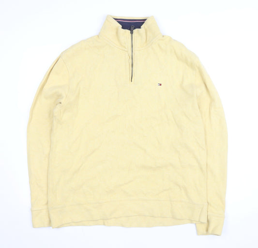 Tommy Hilfiger Men's Beige Cotton 1/2 Zip Basic Jacket L