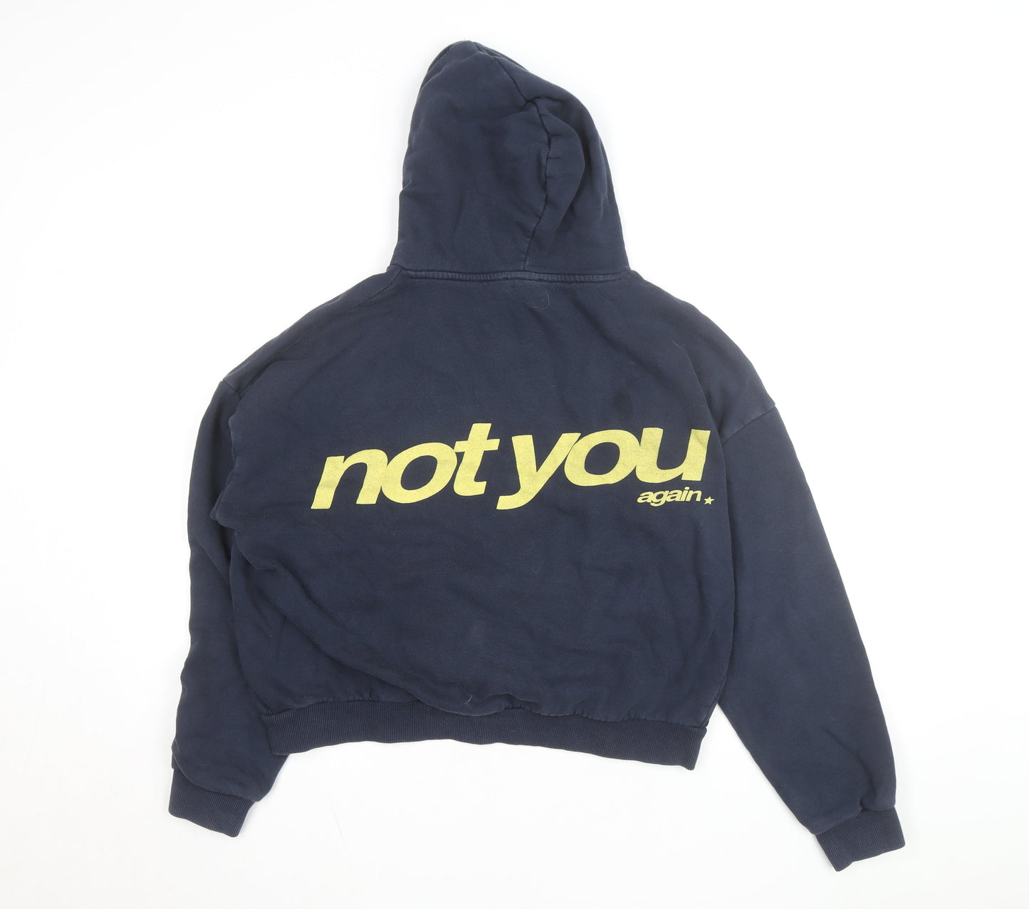 Subdued Women Navy Blue Pullover Hoodie Size UK 6 Graphic Print