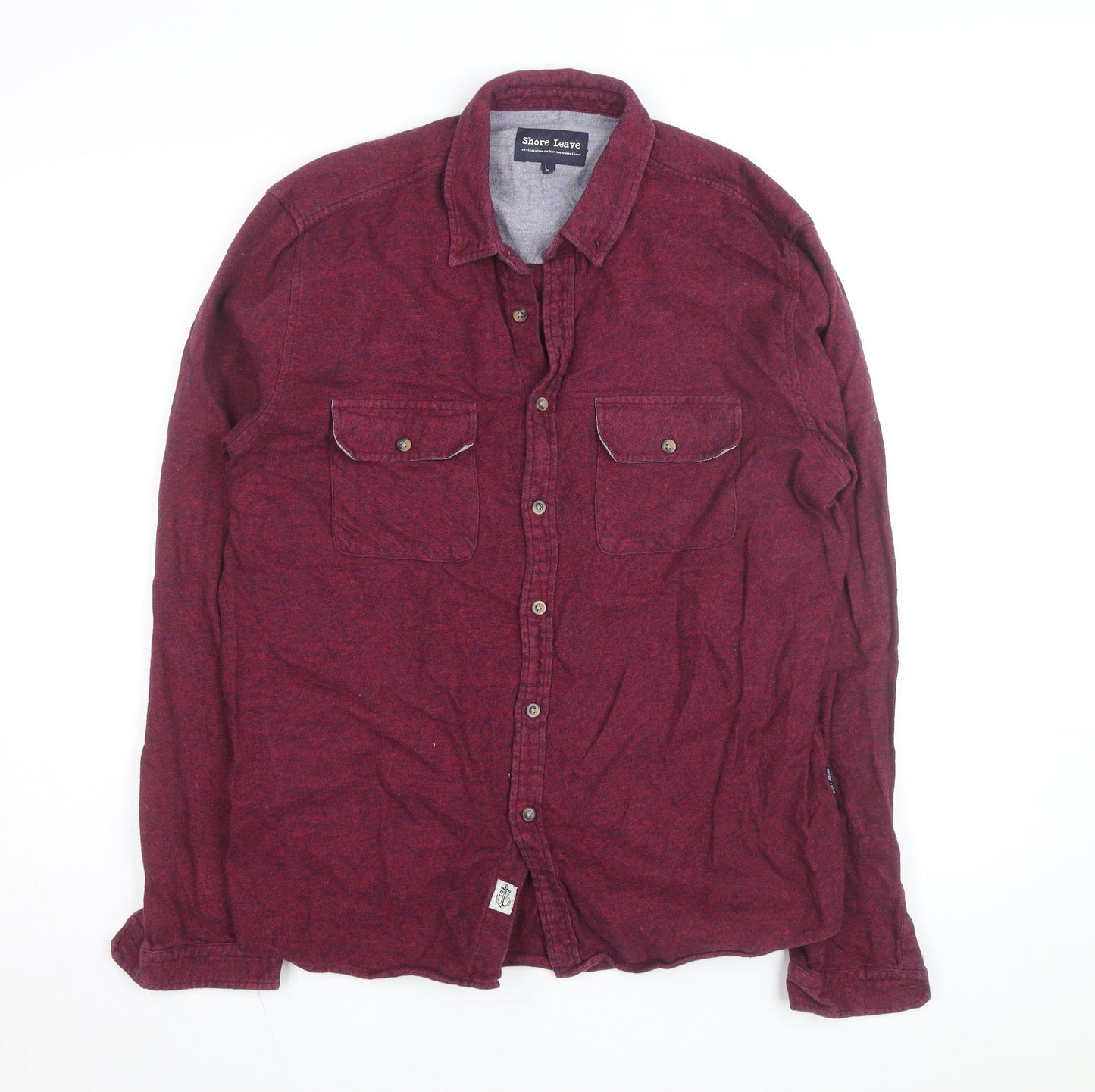 Shore Leave Men’s Red Cotton Flannel Button-Up Shirt L