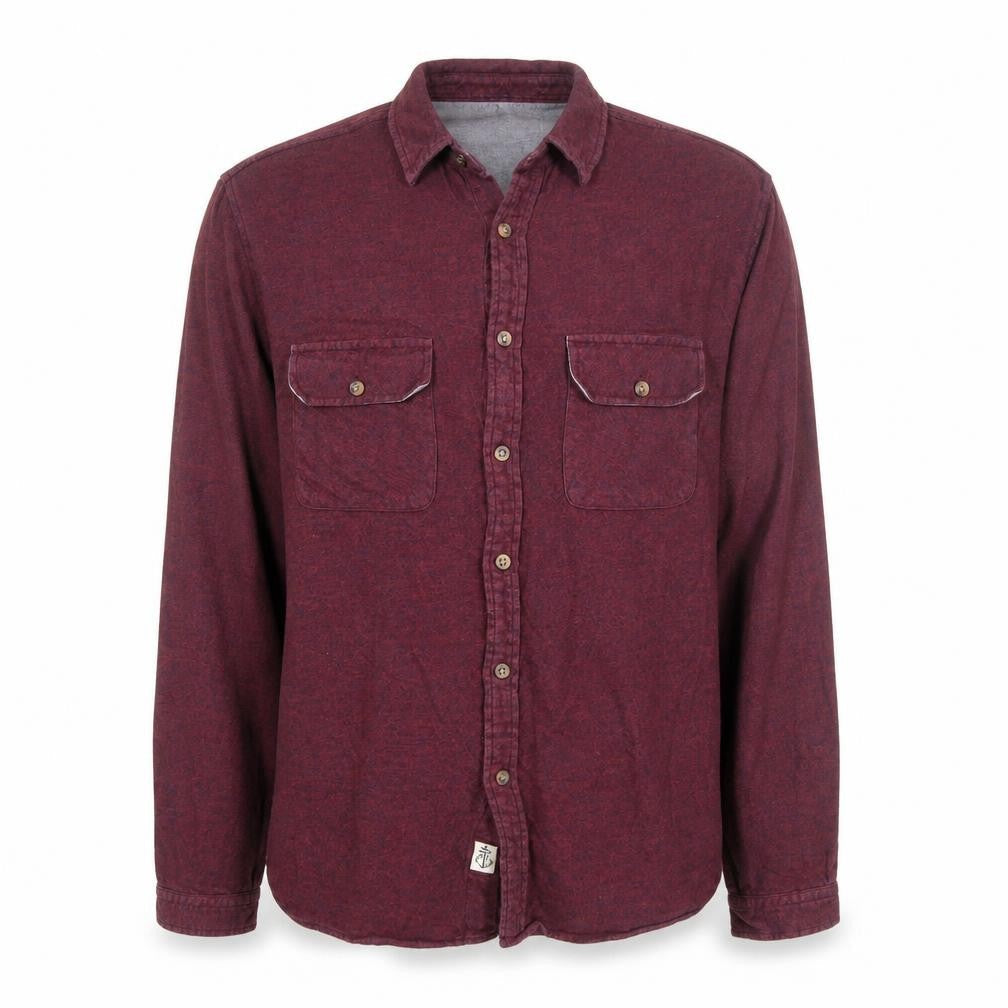Shore Leave Men’s Red Cotton Flannel Button-Up Shirt L