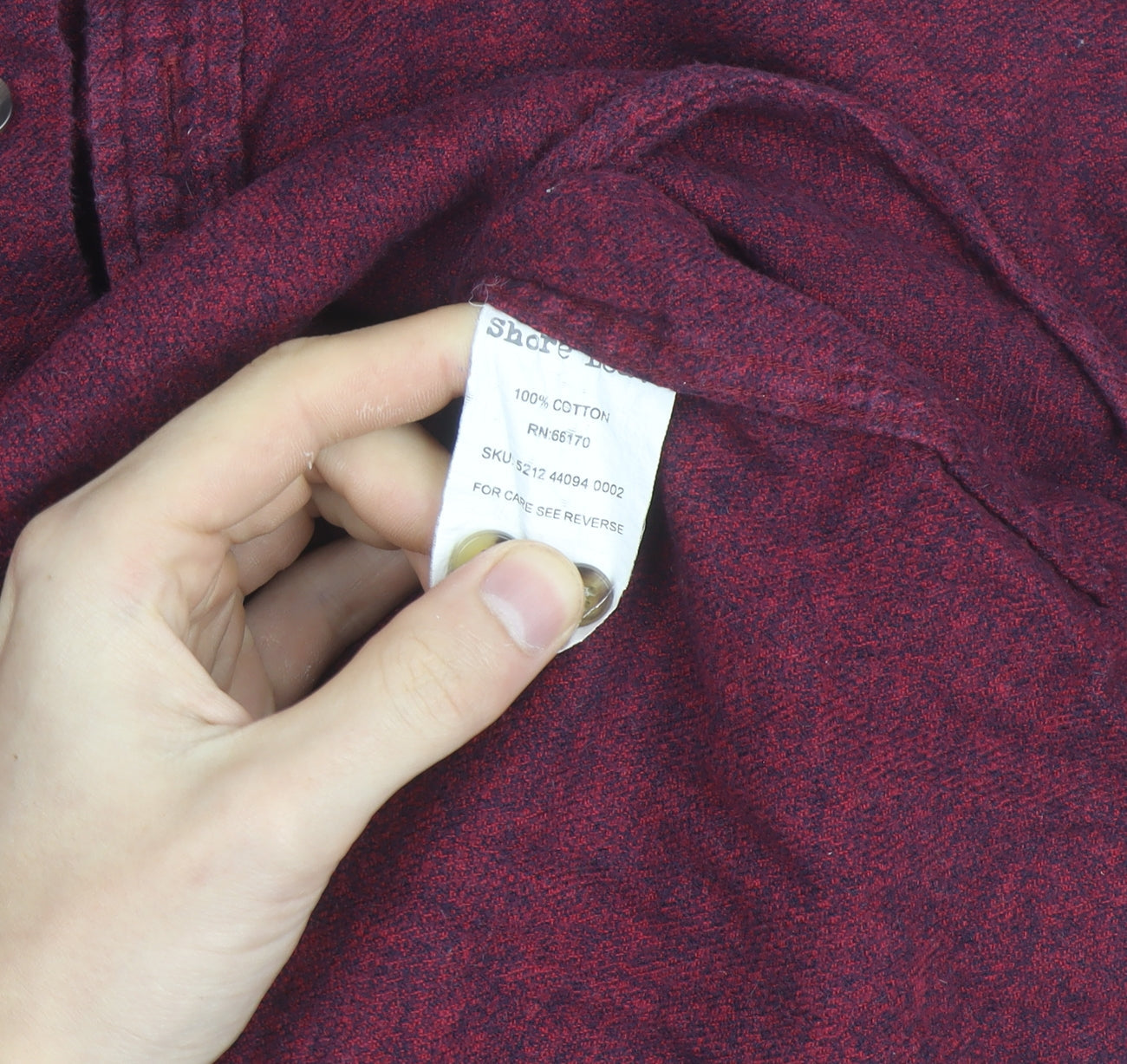 Shore Leave Men’s Red Cotton Flannel Button-Up Shirt L
