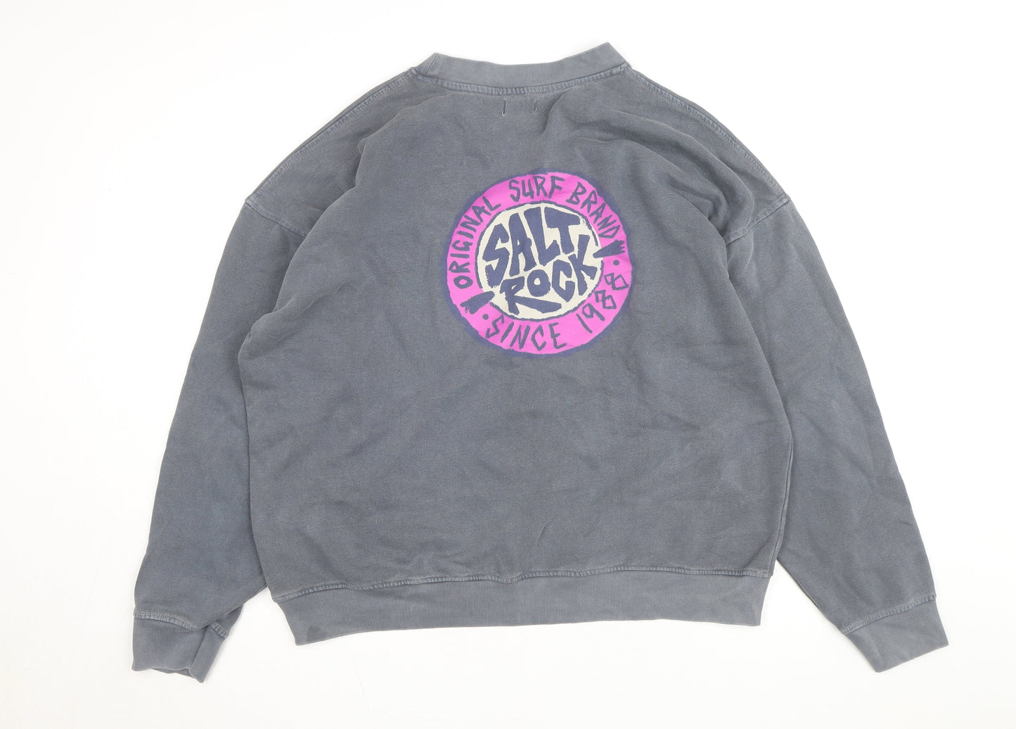 Saltrock Men's Grey L Pullover Fleece Sweatshirt Surf Logo