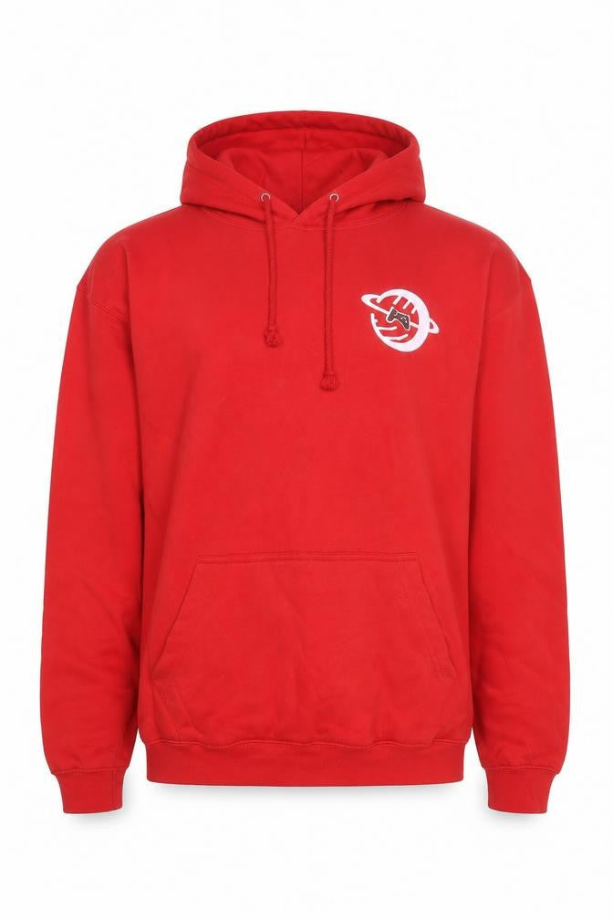 Seven Squared Mens Red Pullover Hoodie Large Graphic Print Cotton
