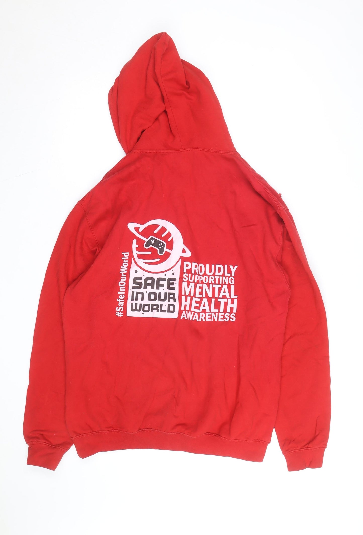 Seven Squared Mens Red Pullover Hoodie Large Graphic Print Cotton