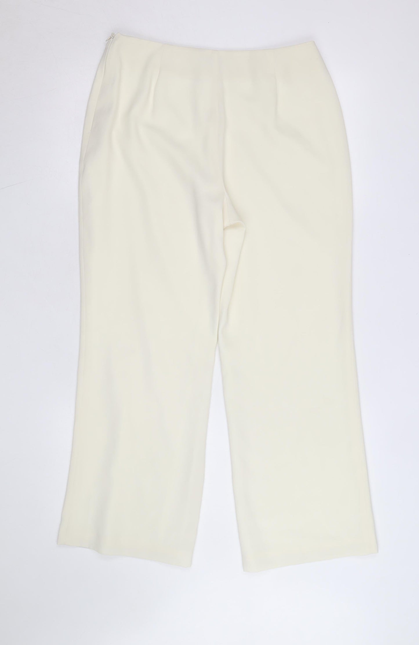 Marks and Spencer Women Ivory Trousers Size 12 Short Wide-Leg
