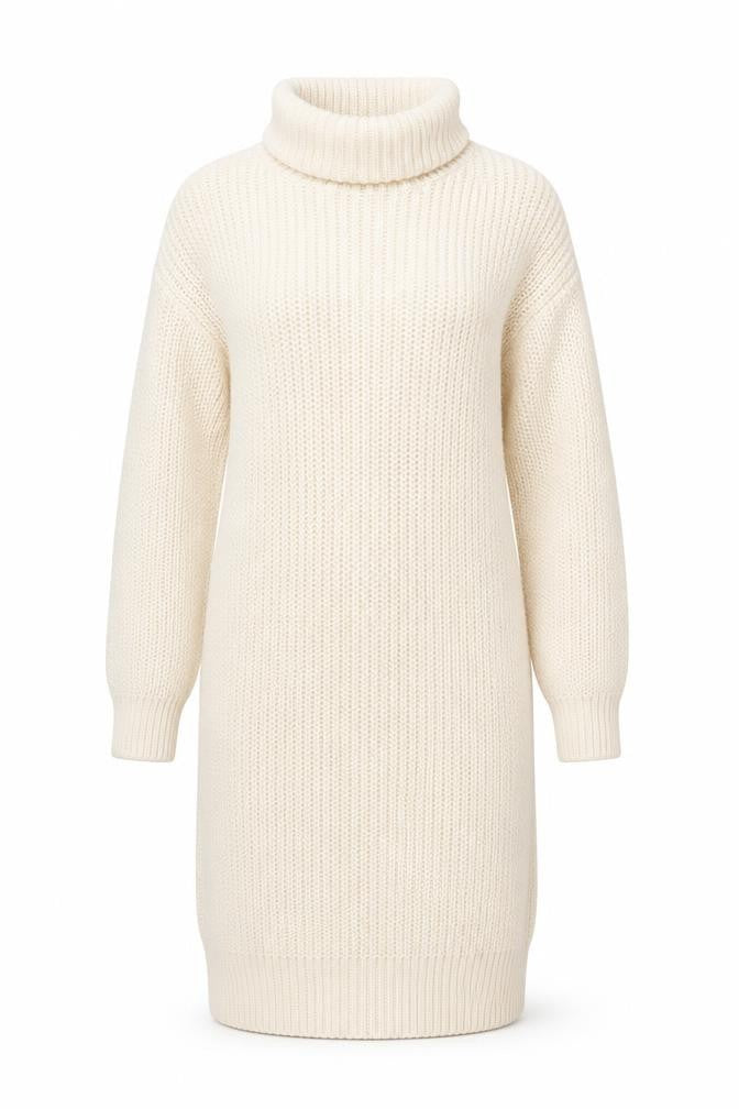 New Look Women Ivory Knit Roll Neck Jumper Dress Size S
