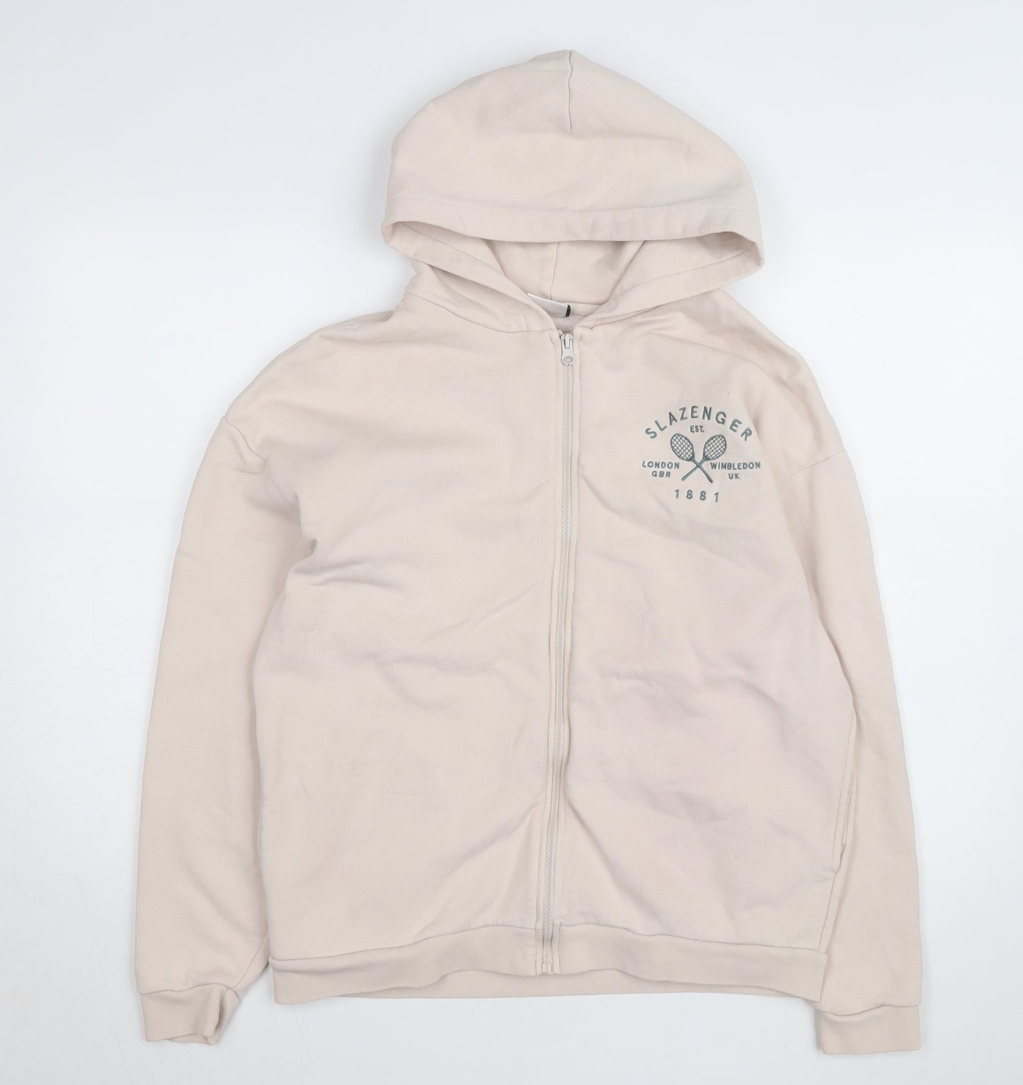 Slazenger Womens Beige Full Zip Hoodie Size 8 Cotton Blend
