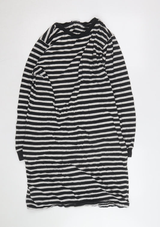 Marks and Spencer Women's Black Striped Long Sleeve T-Shirt M
