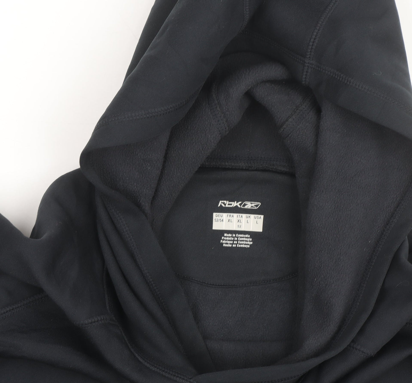 Reebok Men's Black XL Pullover Hoodie Fleece Lined Casual Sweatshirt