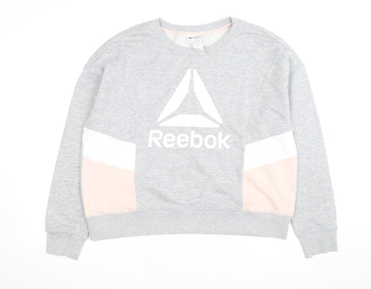 Reebok Men's Grey Crew Neck Long Sleeve Pullover Sweatshirt L