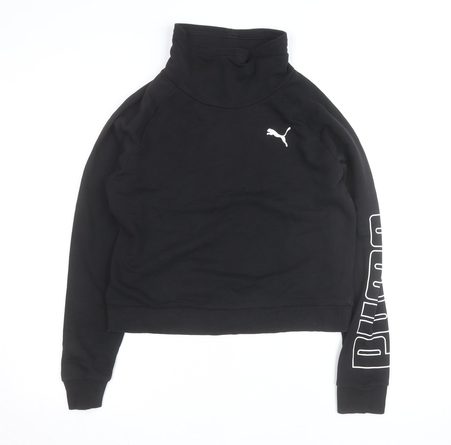 Puma Women Black Small Pullover High Neck Sweatshirt