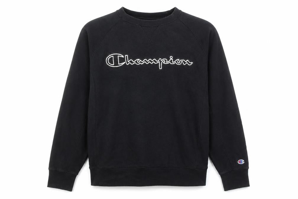 Champion Men's Black Pullover Sweatshirt Medium Embroidered Logo