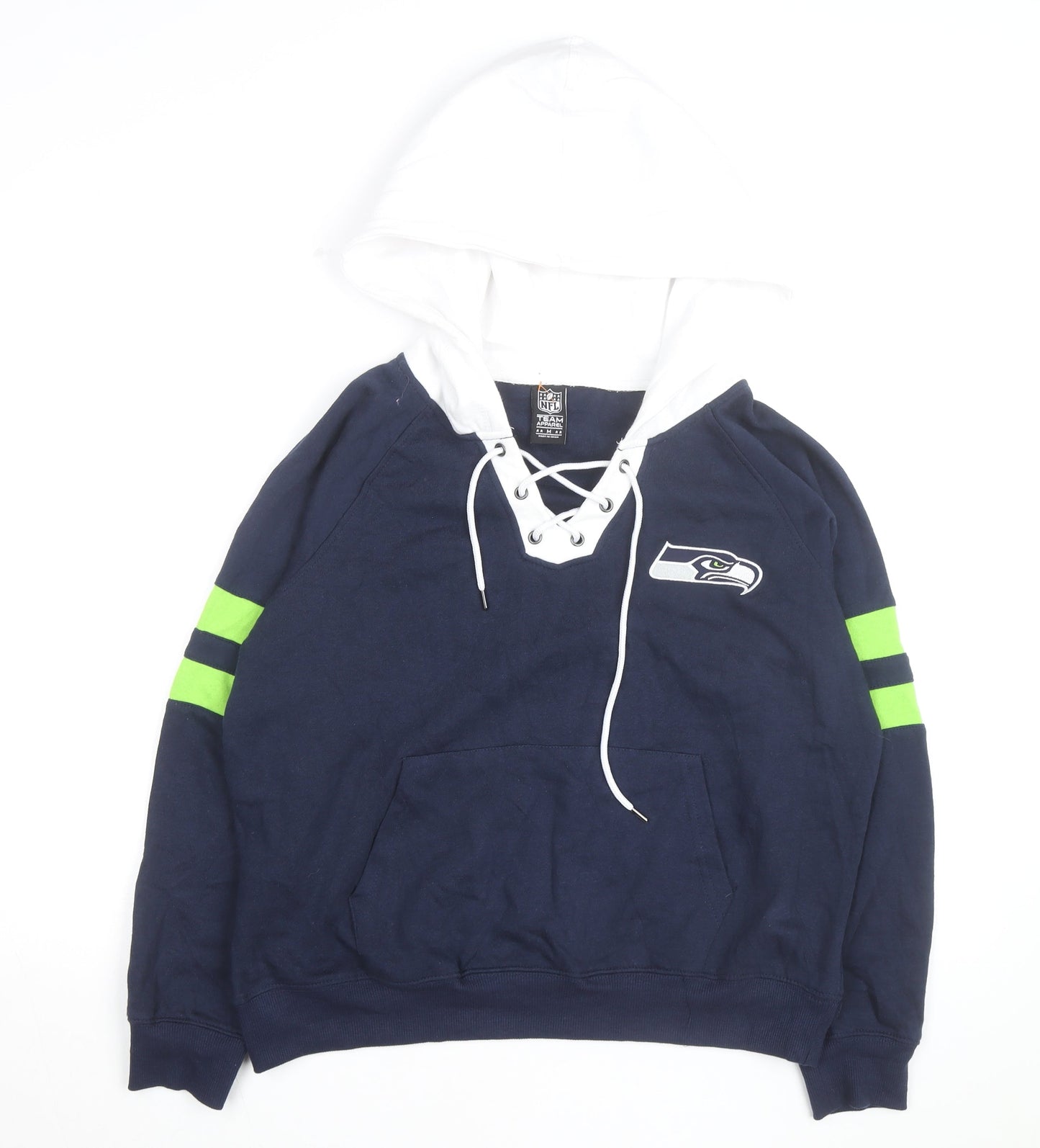 NFL Team Apparel Men’s Blue Seattle Seahawks Lace Up Hoodie M