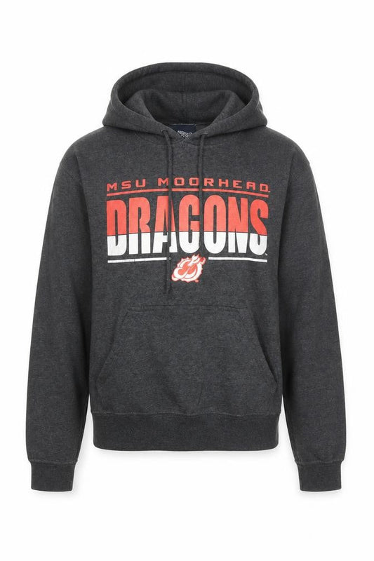 J America Men's Grey MSU Moorhead Dragons Pullover Hoodie Size S