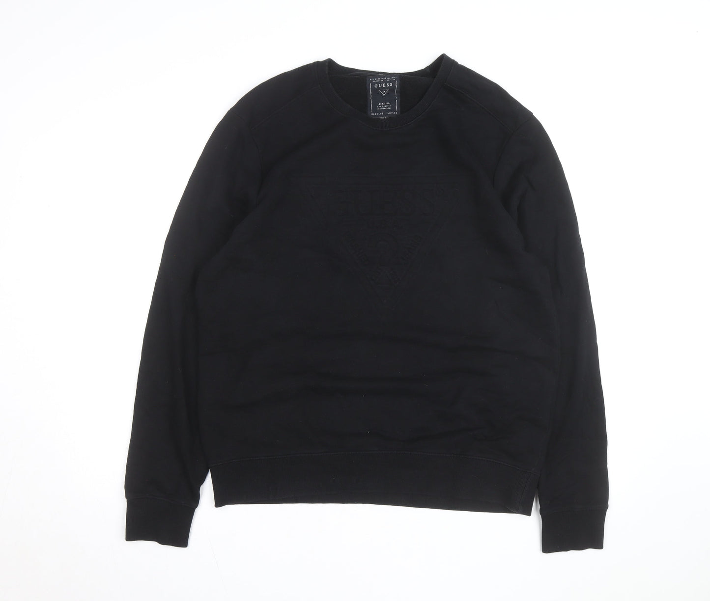 Guess Men's Black Cotton Crew Neck Pullover Sweatshirt L