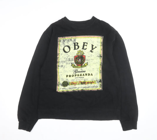 Obey Men's Black Small Pullover Graphic Sweatshirt