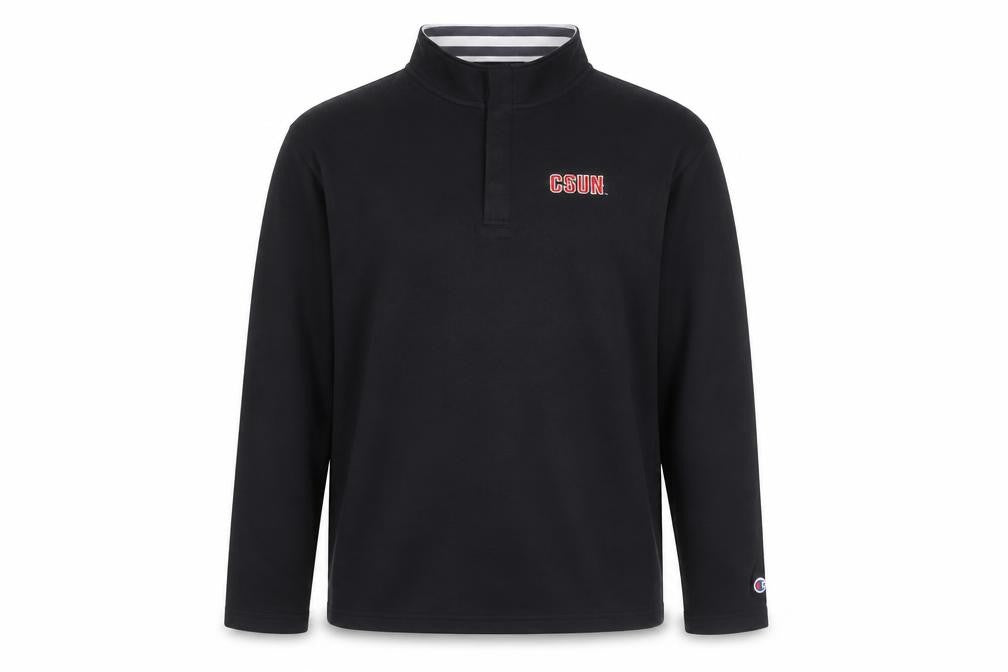 Champion Men Black XL Henley Sweatshirt CSUN Logo Cotton Blend