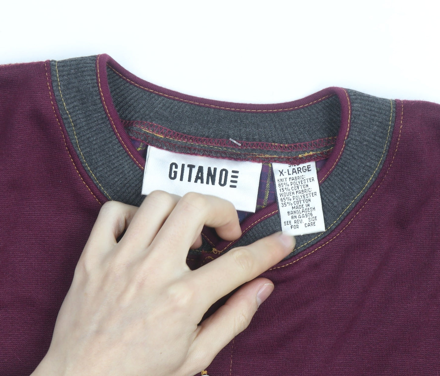 Gitano Men's Red XL Henley Sweatshirt with Logo Detail