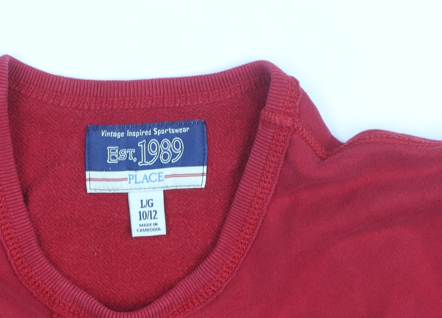 The Children's Place Boys Red Track & Field Graphic Crew Neck Sweatshirt 10-12 Years