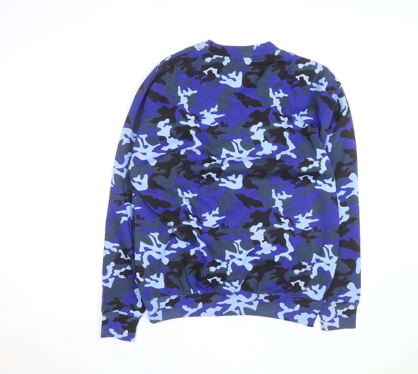U.S. Vintage Men's Blue Camouflage Deer Graphic Pullover Sweatshirt L